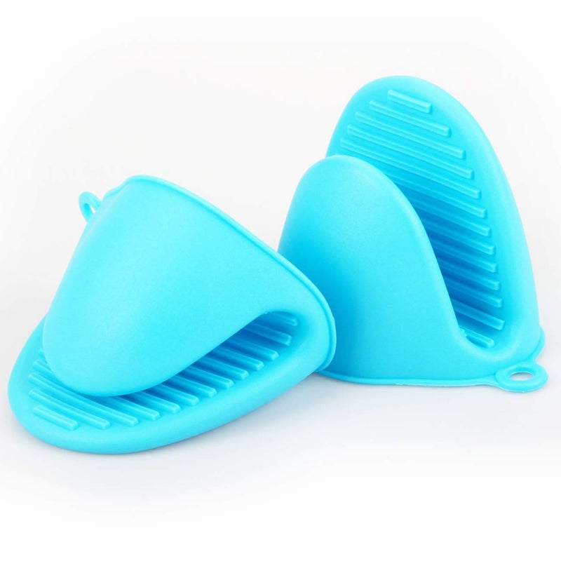 Acronde 2 Pairs Mini Oven Gloves Silicone Heat Resistant Cooking Pinch Mitts Potholder for Kitchen Cooking & Baking (Red and Blue) - Image 2